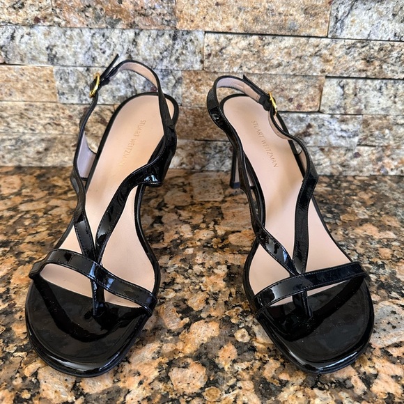 NEW STUART WEITZMAN Black Align Stiletto Sandal - Picture 3 of 9